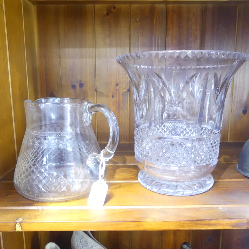 CRYSTAL VASE H.210mm + JUG Image 1++