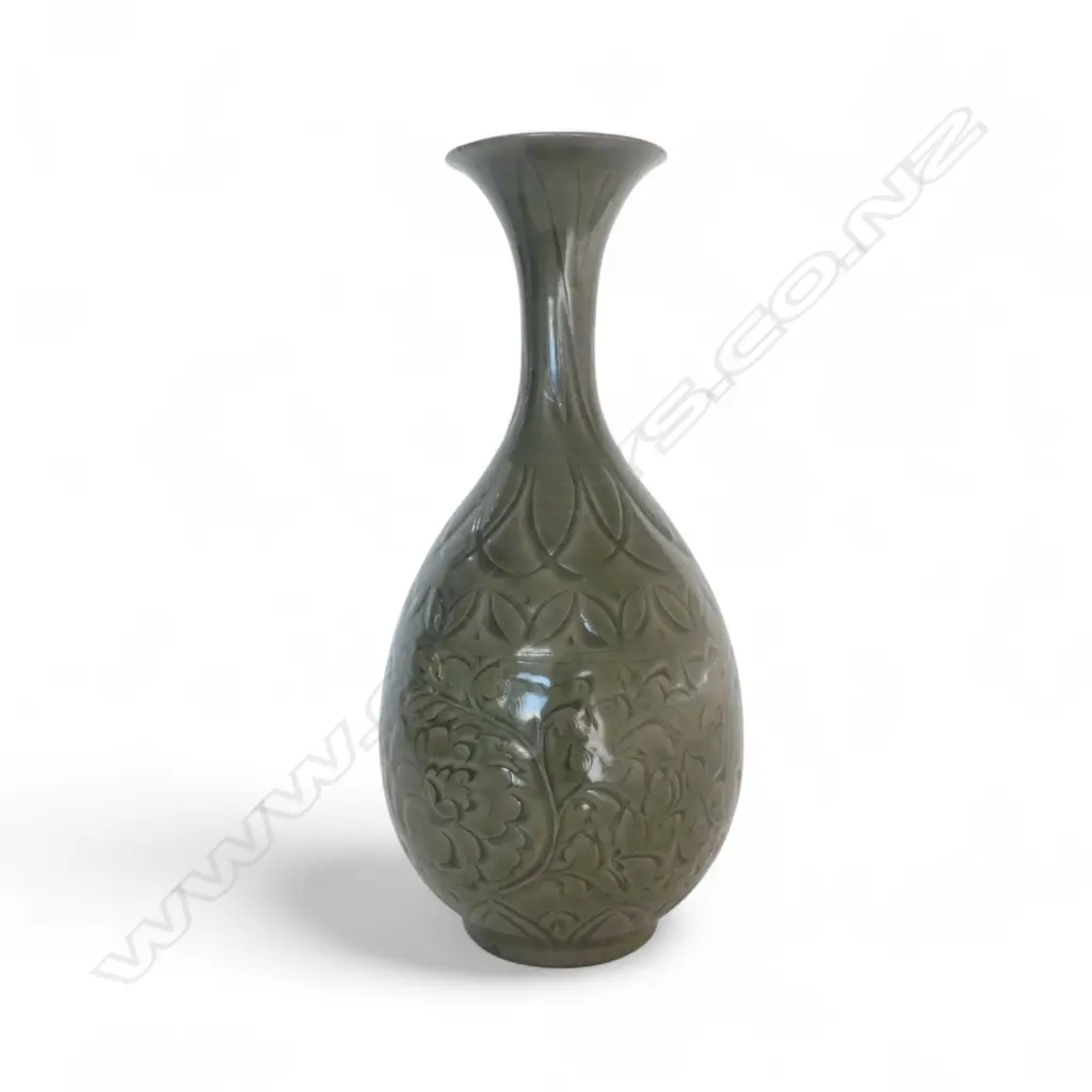 SONG DYNASTY? YAOZHOU CELADON YUHUCHUN VASE H.370mm Image 1++