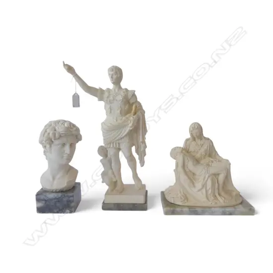 THREE MARBLE BASE & RESIN HISTORICAL FIGURES H360mm