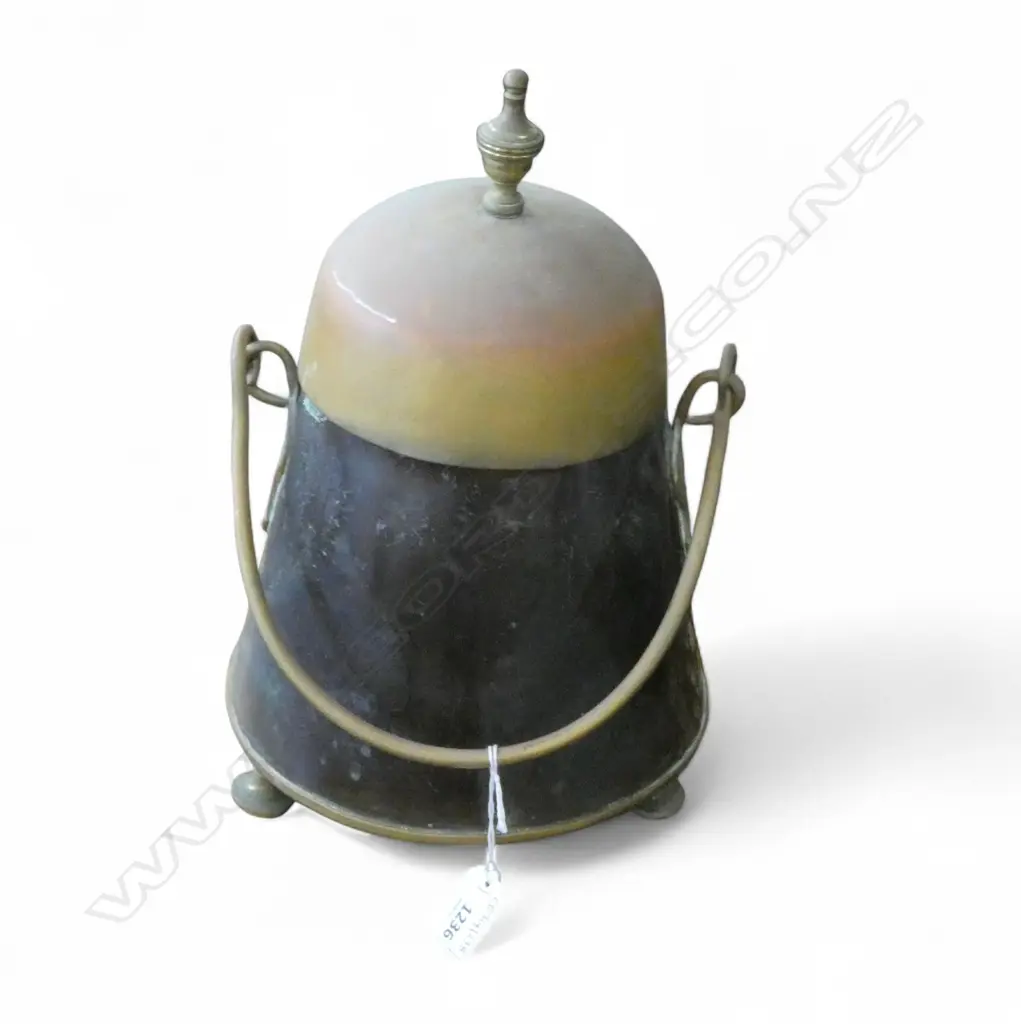 ANTIQUE BRASS DUTCH SWING HANDLED LIDDED ICE BUCKET H380MM Image 1++