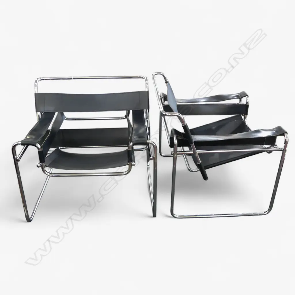 PR BLACK LEATHER WASSILY STYLE CHAIRS Image 1++