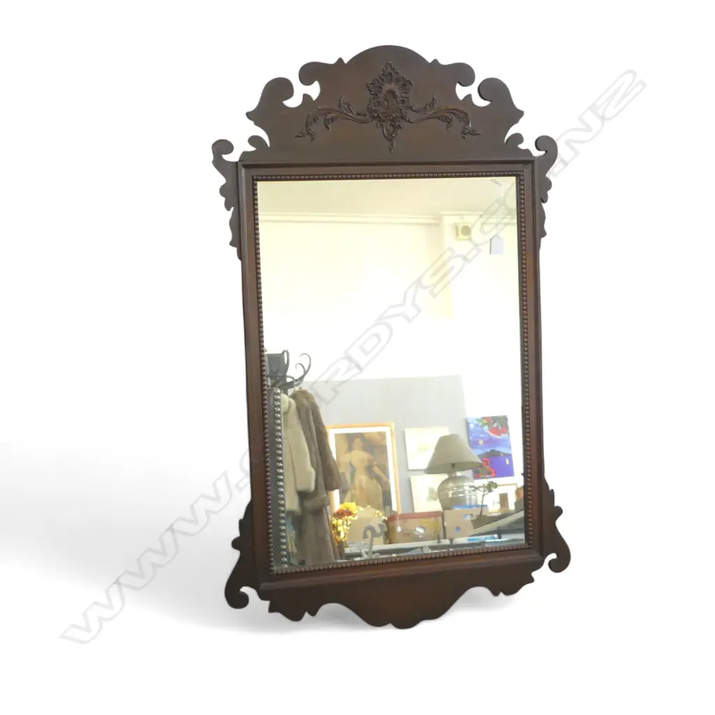MAHOGANY FRAMED WALL MIRROR H1070 W660MM Image 1++