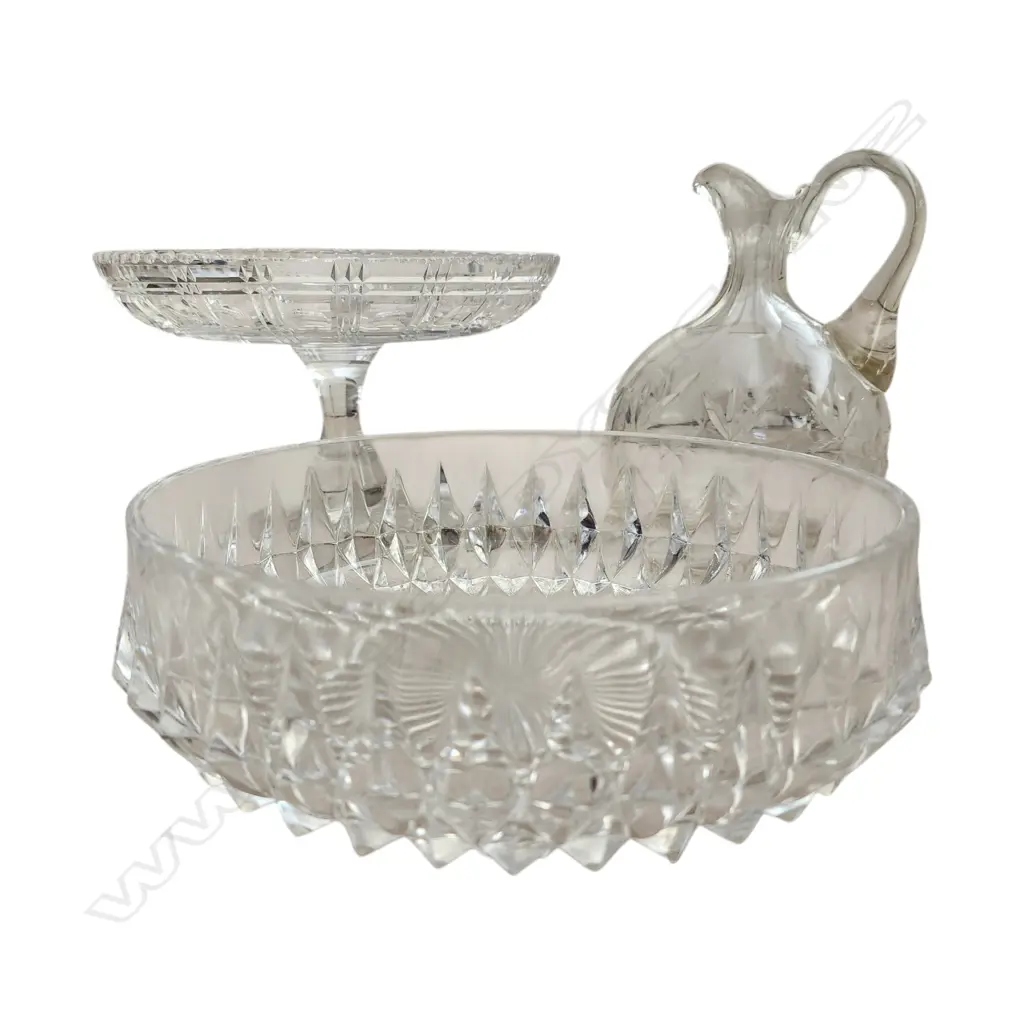 EDINBOROUGH CUT CRYSTAL COMPORT H.145mm + TWO CRYSTALS Image 1++