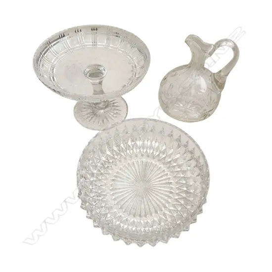 EDINBOROUGH CUT CRYSTAL COMPORT H.145mm + TWO CRYSTALS