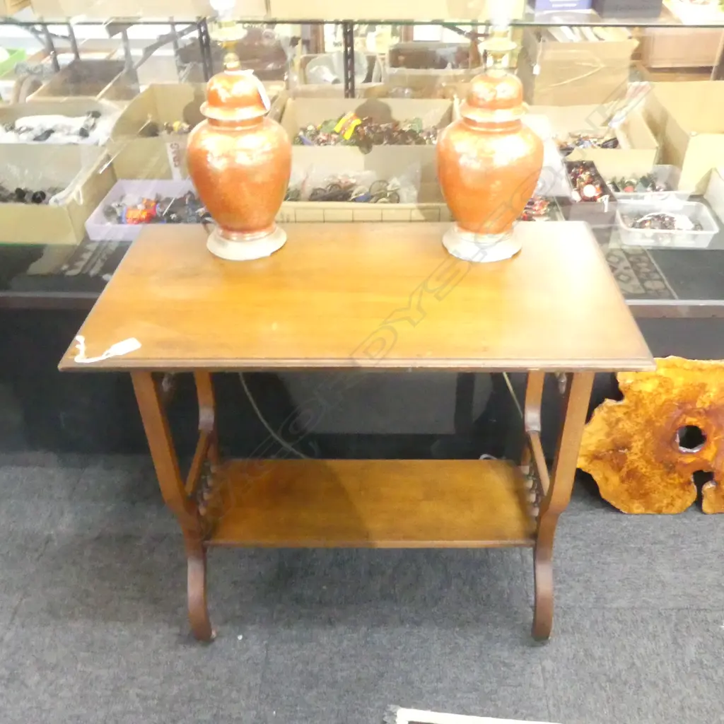 EDWARDIAN MAHOGANY SIDETABLE ON CASTERS H680 L760MM Image 1++