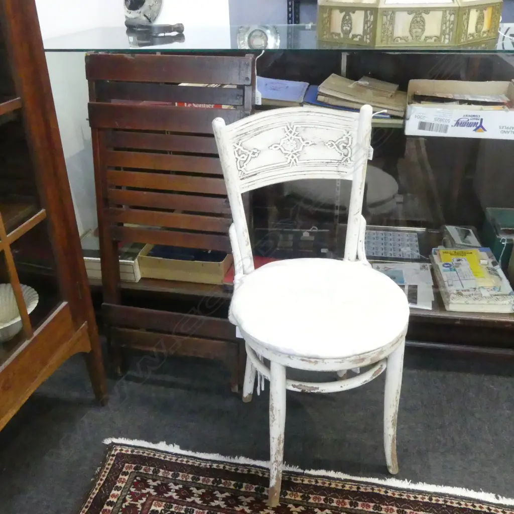 2 CHAIRS; WHITE BENTWOOD, WOODEN FOLDING Image 1++