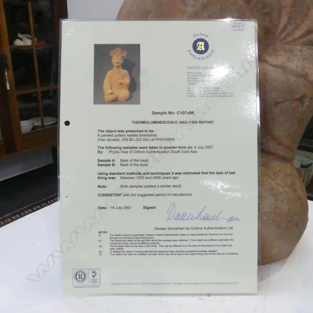 HAN DYNASTY TERRACOTTA KNEELING WOMAN H.590mm w. OXFORD AUTHENTICATION CERTIFICATE Image 1++