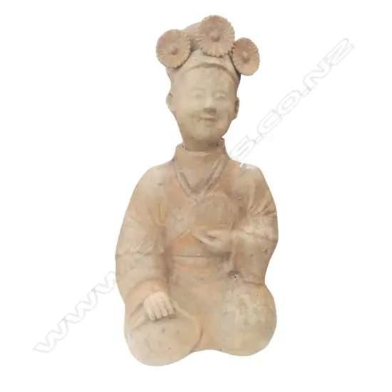 HAN DYNASTY TERRACOTTA KNEELING WOMAN H.590mm w. OXFORD AUTHENTICATION CERTIFICATE
