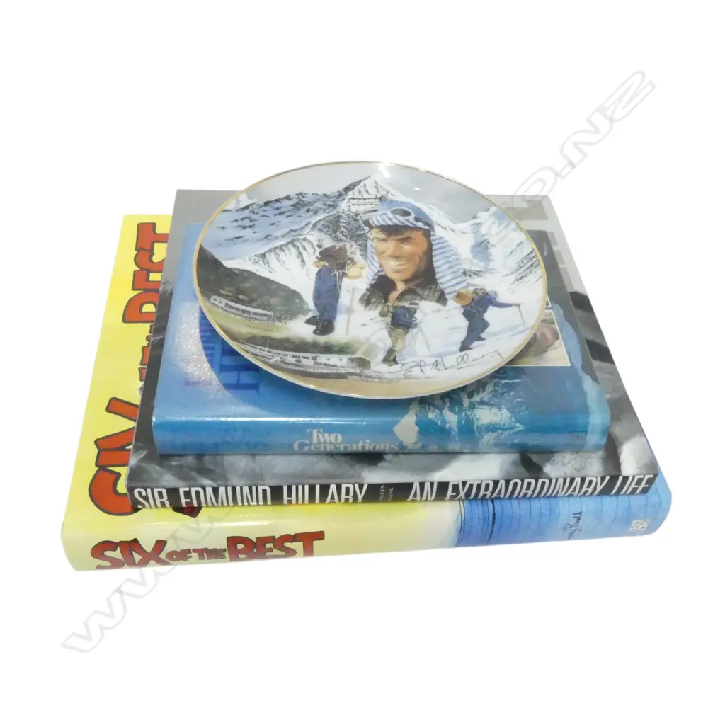 2 BOOKS ON EDMUND HILLARY + PLATE 210mm + MURRAY BALL 'SIX OF THE BEST' Image 1++