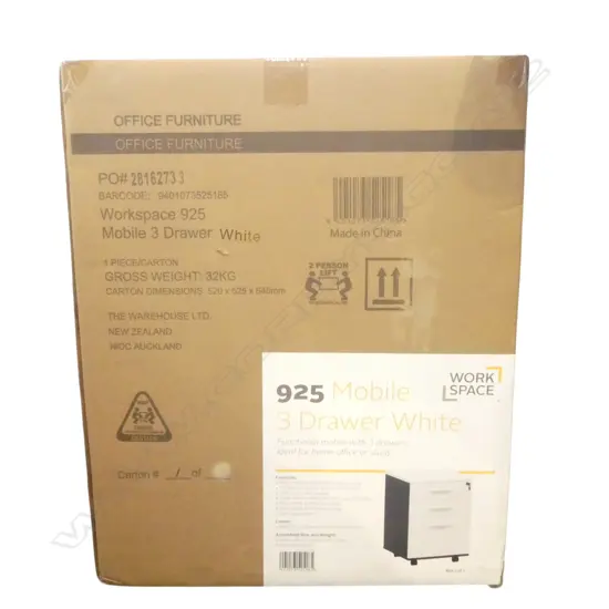 'WORK SPACE' MOBILE 3 DRAWER LOCKABLE UNIT, AS NEW IN BOX 470x480x655mm