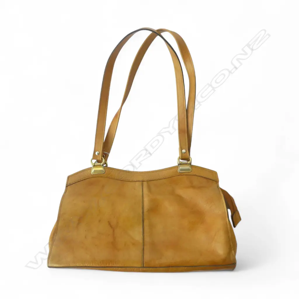 VINTAGE TAN LEATHER HANDBAG L350MM Image 1++