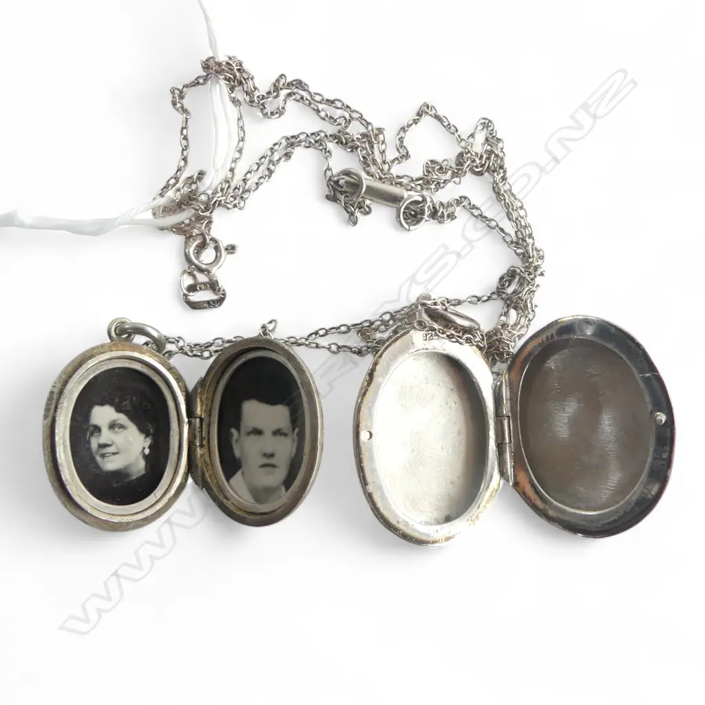 2 SILVER LOCKETS ON SILVER CHAINS Image 1++