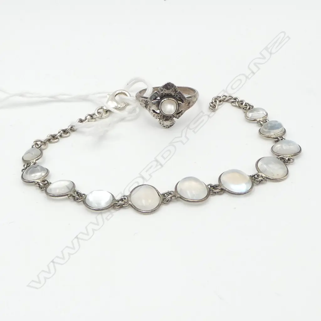 SILVER MOONSTONE BRACELET AND RING Image 1++