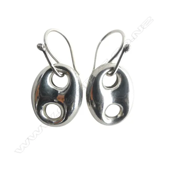 PR OF STG SILVER MARINER LINK EARRINGS 