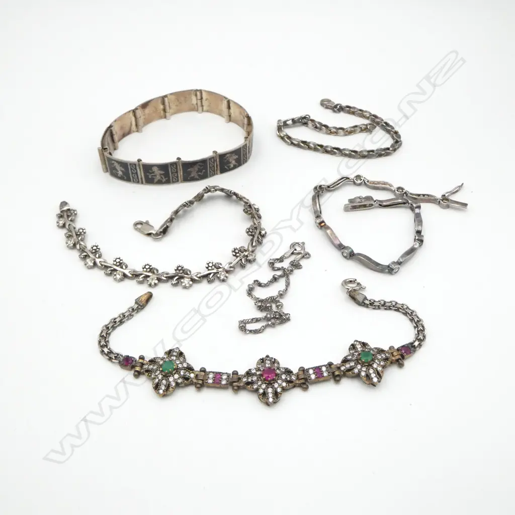 6 SILVER BRACELETS some w CZs Image 1++