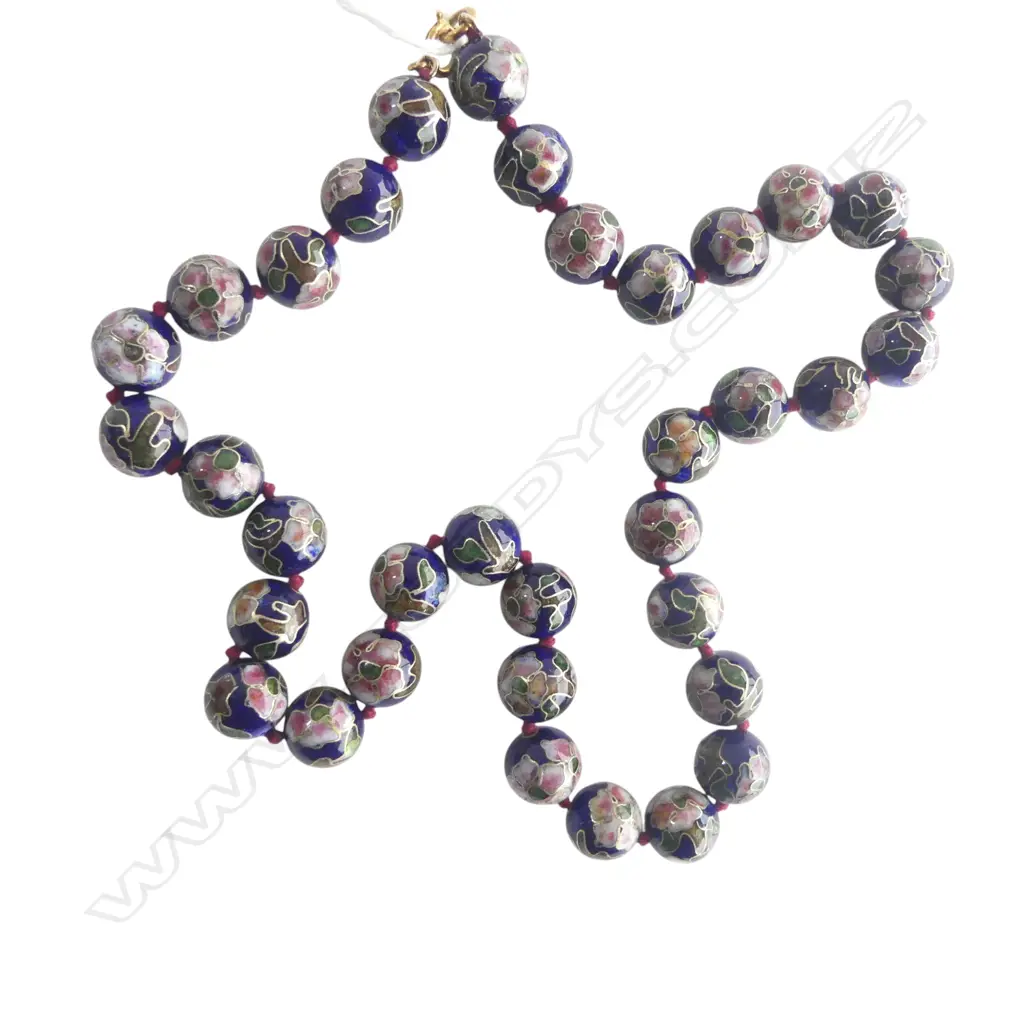 VINTAGE CLOISONNE BEADED NECKLACE L.480mm Image 1++
