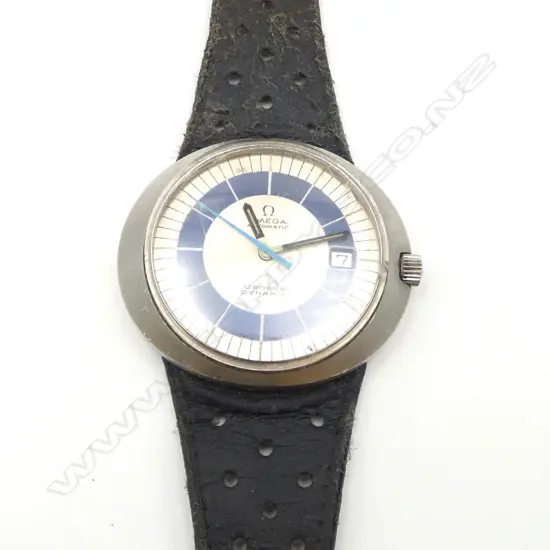 RETRO OMEGA 'DYNAMIC' WRIST WATCH strap worn