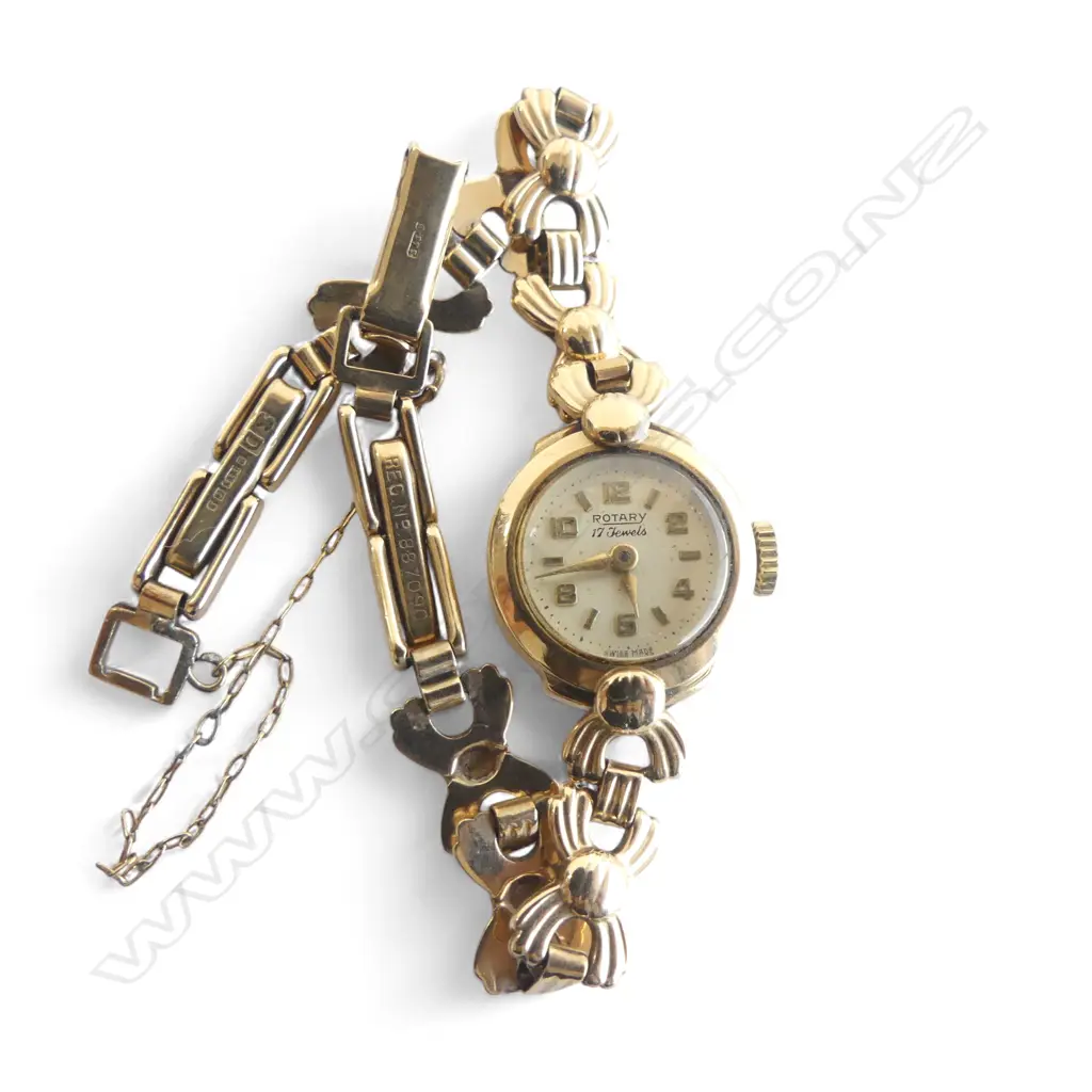 ROTARY MOVEMENT ON 9ct GOLD CHAIN 1.83gms including movement Image 1++