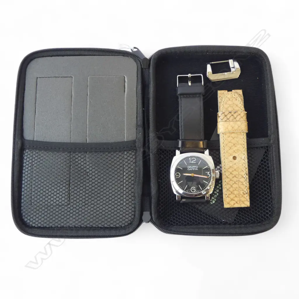 GRUPPO GAMMA GENESIS III AUTOMATIC WRIST WATCH 44mm dia + CASE, CARD, BUCKLE & SPARE STRAP Image 1++