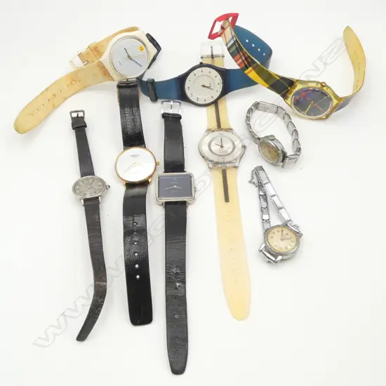 9 WRIST WATCHES INCL. 4 SWATCH & OMEGA DE VILLE