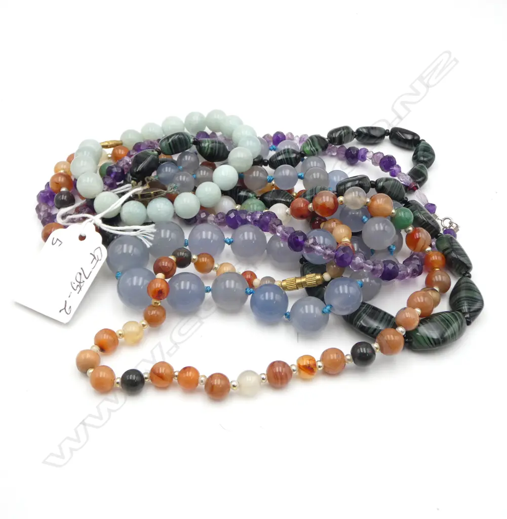 5 PCS SEMI PRECIOUS GEMSTONE JEWELLERY, MALACHITE, AMETHYST, AGATE & jADE? Image 1++