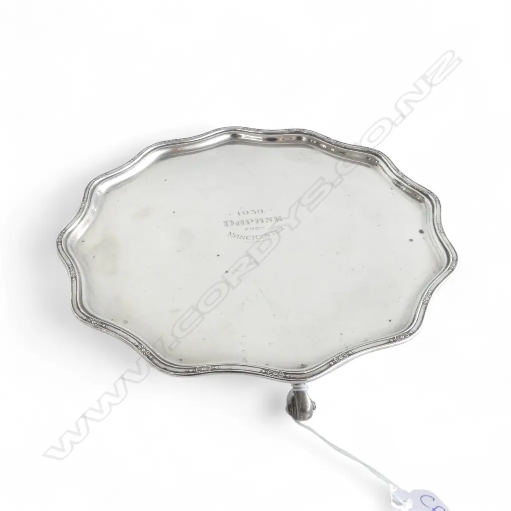 STG SILVER SALVER, SHEFFIELD 1939 225mm dia 386gms Image 1++
