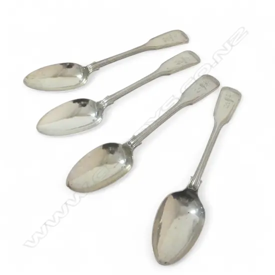 FOUR VICTORIAN SILVER TEASPOONS 122gms