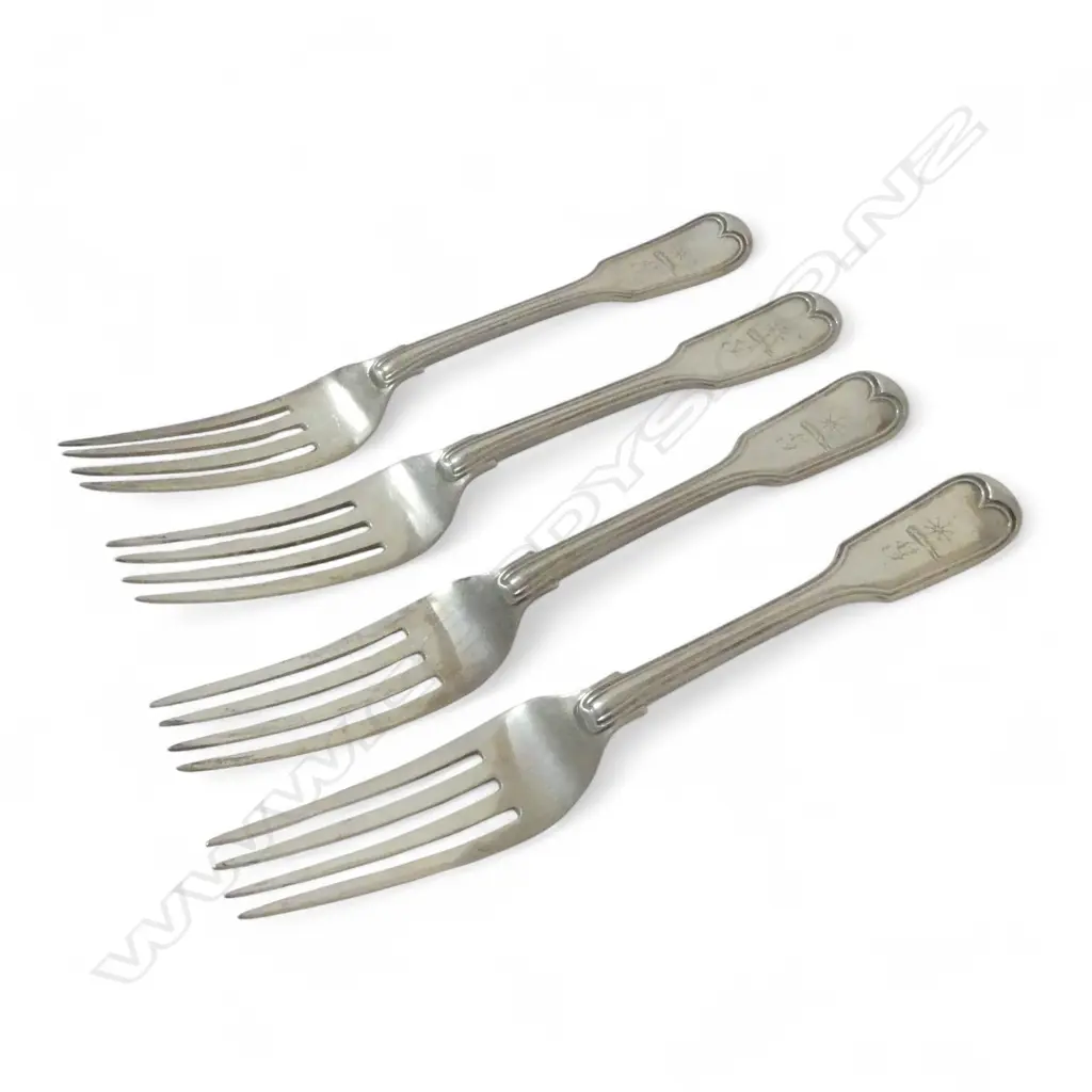 FOUR VICTORIAN SILVER LUNCHEON FORKS 246gms Image 1++