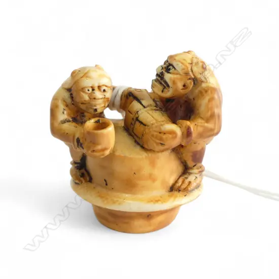 IVORY NETSUKE OF PR MISCHIEVOUS ONI, SIGNED