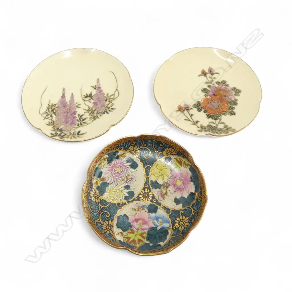 3 SATSUMA PIN DISHES Dia.100mm Image 1++