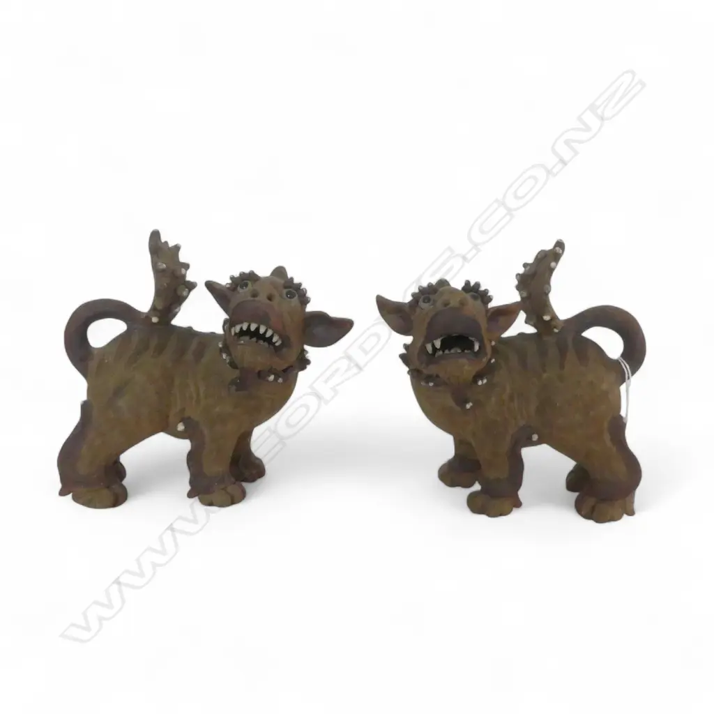 PR OF JAPANESE STONEWARE SHIWAN KOMAINU (LION DOGS) H.180mm Image 1++