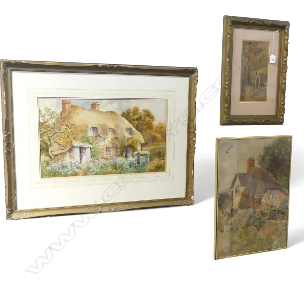 3 ENGLISH COTTAGE WCs; 250x130mm, W. S. PERCY 530x370mm, ARTHUR WILKINSON 290x490mm (no glass) Image 1++
