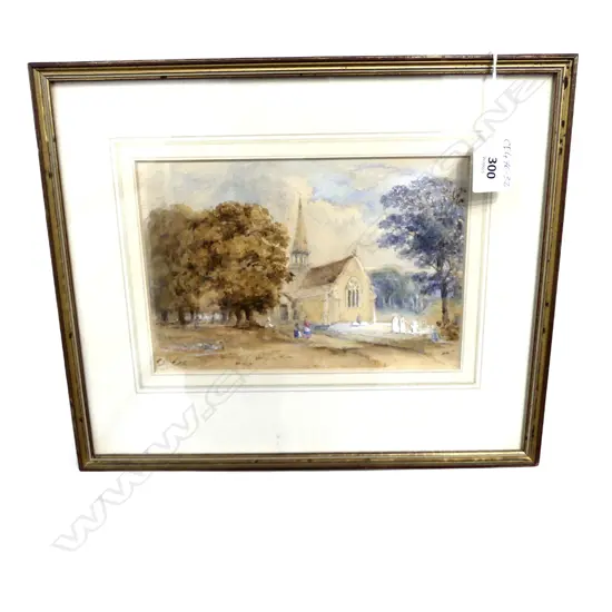 DAVID COX, COUNTRY CHURCH, W/C, 140x200mm