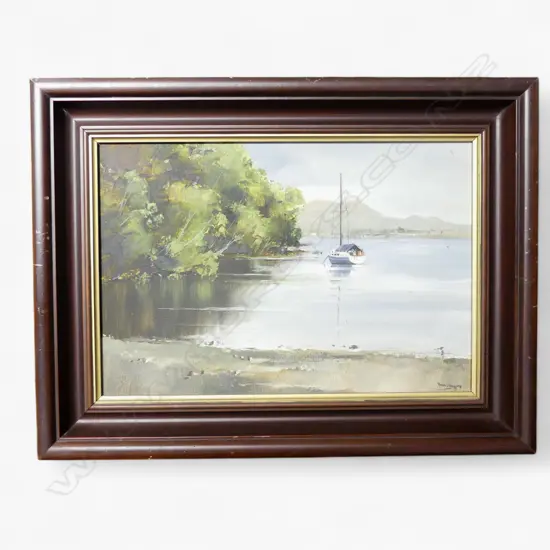 PETER J. WALLERS 'LAKE TAUPO' OIL ON BOARD '79 265x390mm