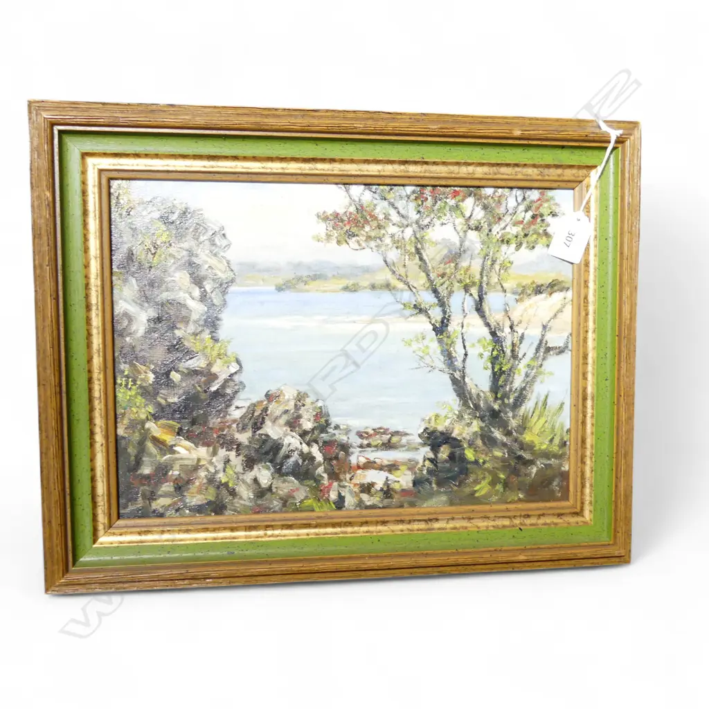 OIL ON BOARD COASTAL SCENE GE WOOLLEY H240 W330MM Image 1++