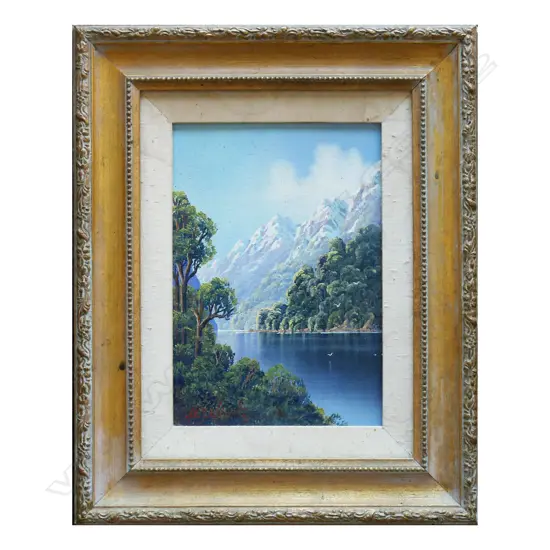 FIORD SCENE w MOUNTAINS, OIL ON BOARD, SIGNED AHJ WILSON (Tim Wilson) & DATED '92, 260 x 180mm