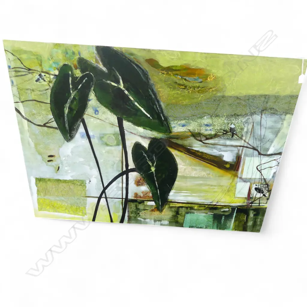 KELLY DRIVER, MIXED MEDIA ON CANVAS, WAKING UP IN NEW ZEALAND, DATED '07, 910x1220mm Image 1++