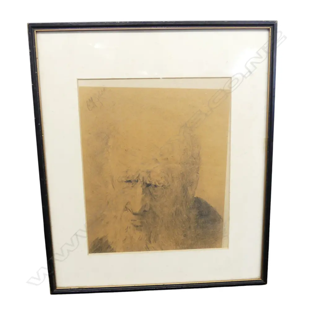 C.F. GOLDIE SIGNED ETCHING OF OLDER GENTLEMAN PRESUMABLY BY KARL SIM 230x190mm Image 1++