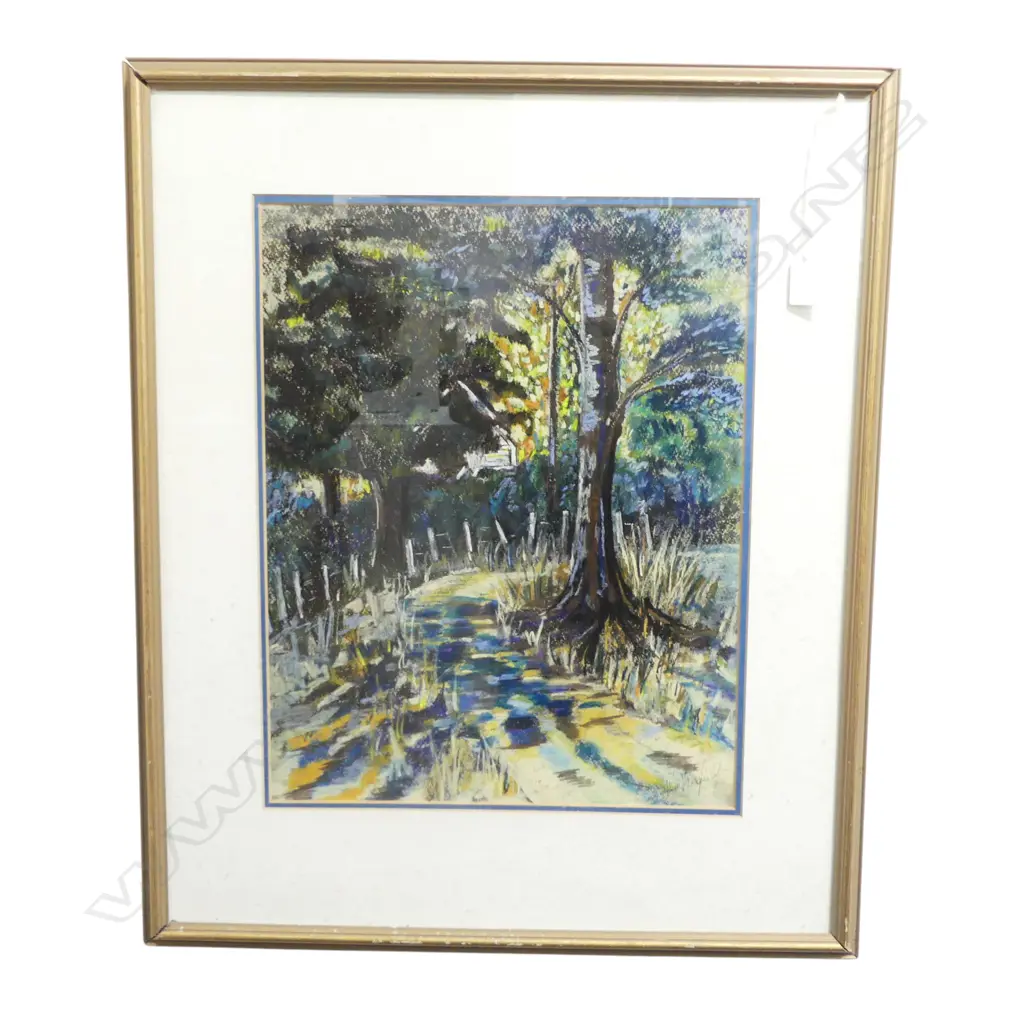 PASTLE COUNTRY ROAD SCENE INDESTINCTLY SIGNED WAKEFIELD ?H430 L330MM Image 1++