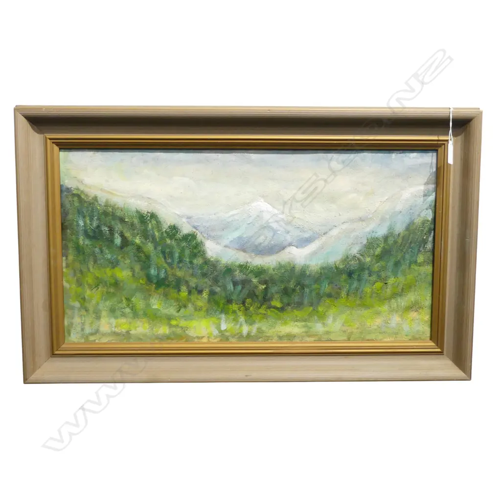 OIL ON BOARD SUN RISE SOUTHERN ALPS C F EMERY H225 L620MM Image 1++