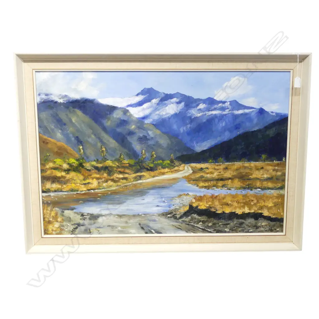   NZ OIL ON BOARD  “MT AVALANCHE” VIEW FROM MATUKITUKI VALLEY BY MARY WRIGHT  890x590mm Image 1++