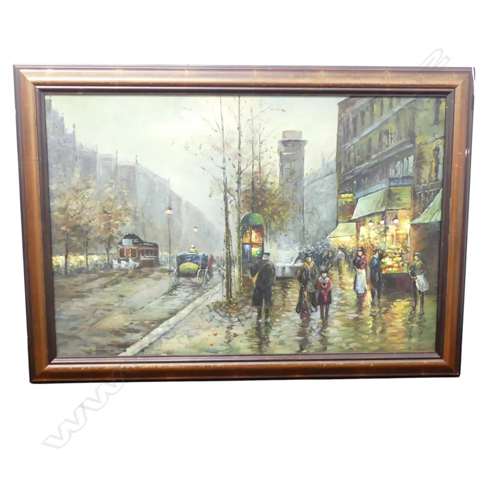 EUROPEAN STREET SCENE, ACRYLIC ON CANVAS 610x910mm Image 1++