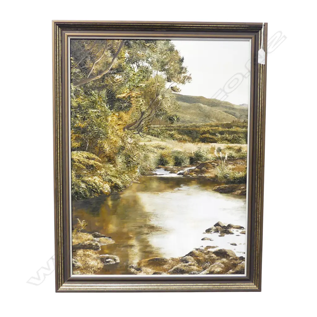 JUDITH MORETON 'COLVILLE STREAM' OIL ON BOARD '83 585x435mm Image 1++