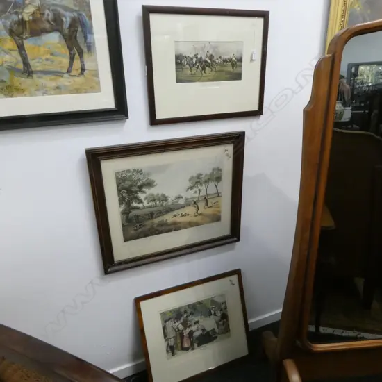 3 PRINTS; GEORGE WRIGHT POLO 135x270mm, PARTRIDGE SHOOTING,E. F. BREWTNALL TEA AT WIMBLEDON