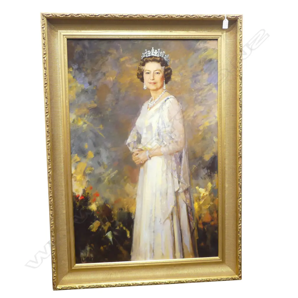 GILT FRAMED DIGITAL PRINT 'PORTRAIT HM QUEEN ELIZABETH II' by RICARDO MACCARRON, ROSENSTIELS FINE PRINTS, 900 x 600MM Image 1++