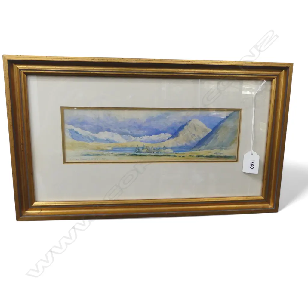 NORMAN PRESCOTT-DAVIES (1862–1915), SCOTTISH LOCH & MOUNTAINS, WC 1888 80x265mm  Image 1++