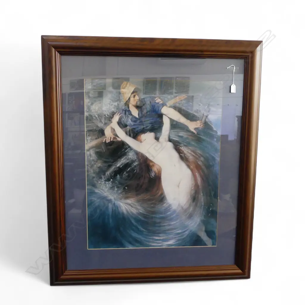 KNUT EKWALL (SWEDISH) 'THE FISHERMAN & THE SIREN' PRINT 750x590mm Image 1++