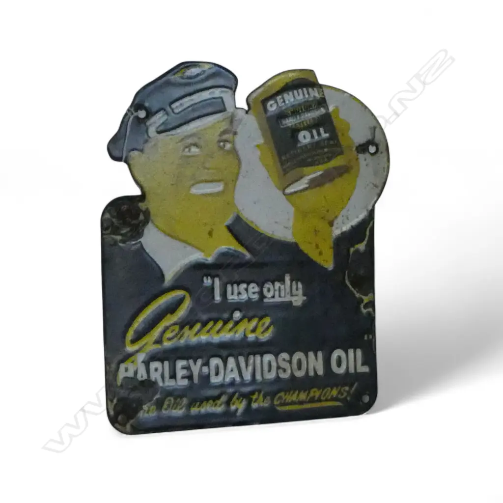 REPRODUCTION? ENAMEL SIGN 'HARLEY-DAVIDSON OIL' 305x255mm Image 1++