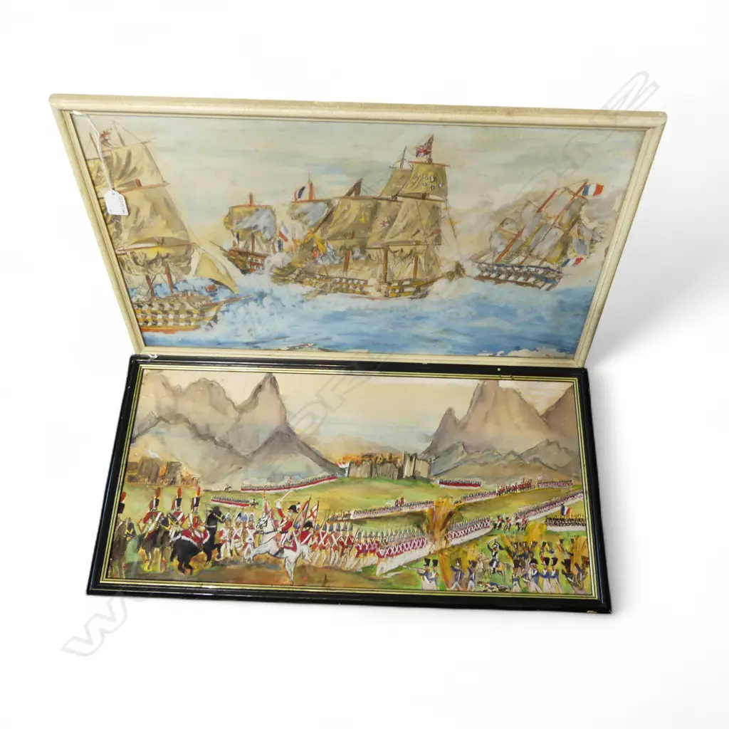 2 ARTWORKS BY PURCELL NAPOLIONIC WAR SCENES H200 W630MM Image 1++