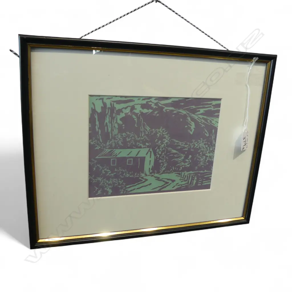 OWEN R. LEE (NZ 1918-2002), LANDSCAPE LINOCUT FROM NZ ARTS YEAR BOOK 1948 150x200mm Image 1++